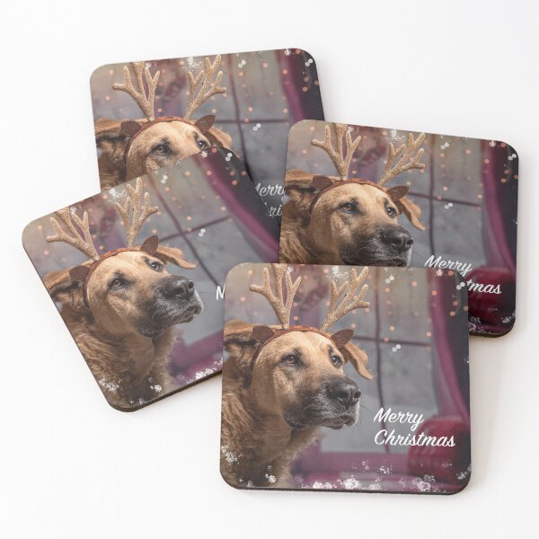 Item preview, Merry Christmas Dog Wearing Antlers Design designed and sold by OByD.