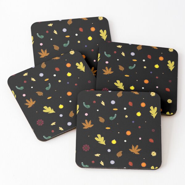 Item preview, AUTUMN - Fall Leaves, Gourds, Flowers, and Acorns Version 2 (Void Black) designed and sold by CoraDaffodil.
