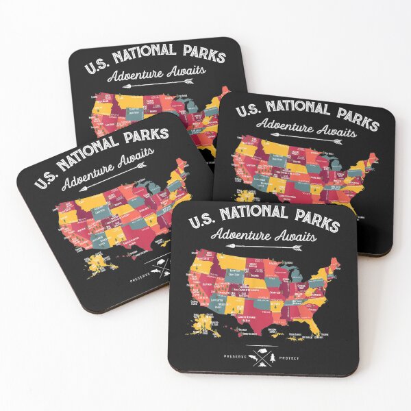 Item preview, 62 National Parks Map US Park Vintage Camping Hiking designed and sold by RianJamessya.