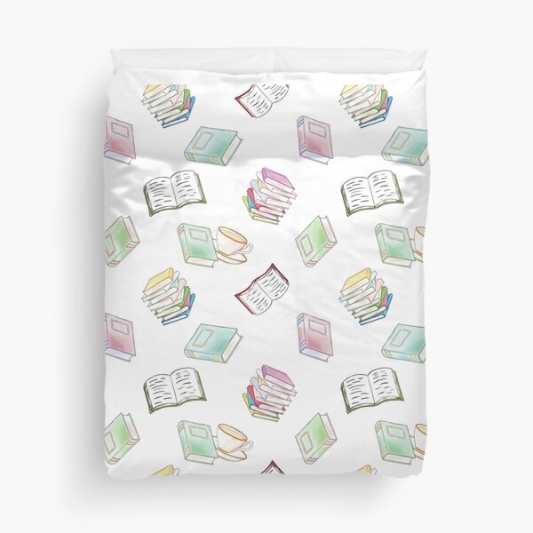 Item preview, Book Nerd! Watercolor Pattern Illustration of Books & Tea designed and sold by arosecast.