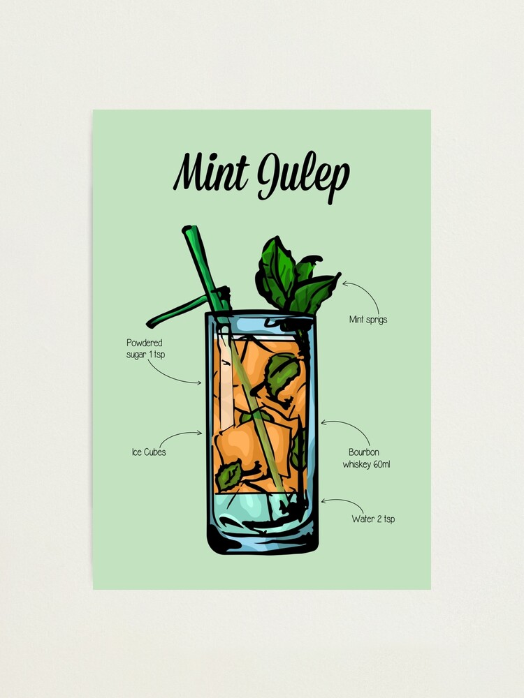 Lámina fotográfica «Receta de cóctel Mint Julep» de HuckleberryArts |  Redbubble