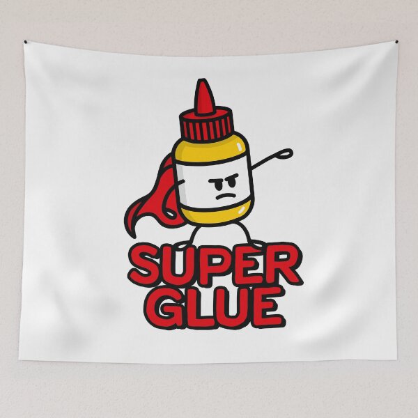 Item preview, Super glue super hero hero funny glue pun cartoon designed and sold by LaundryFactory.