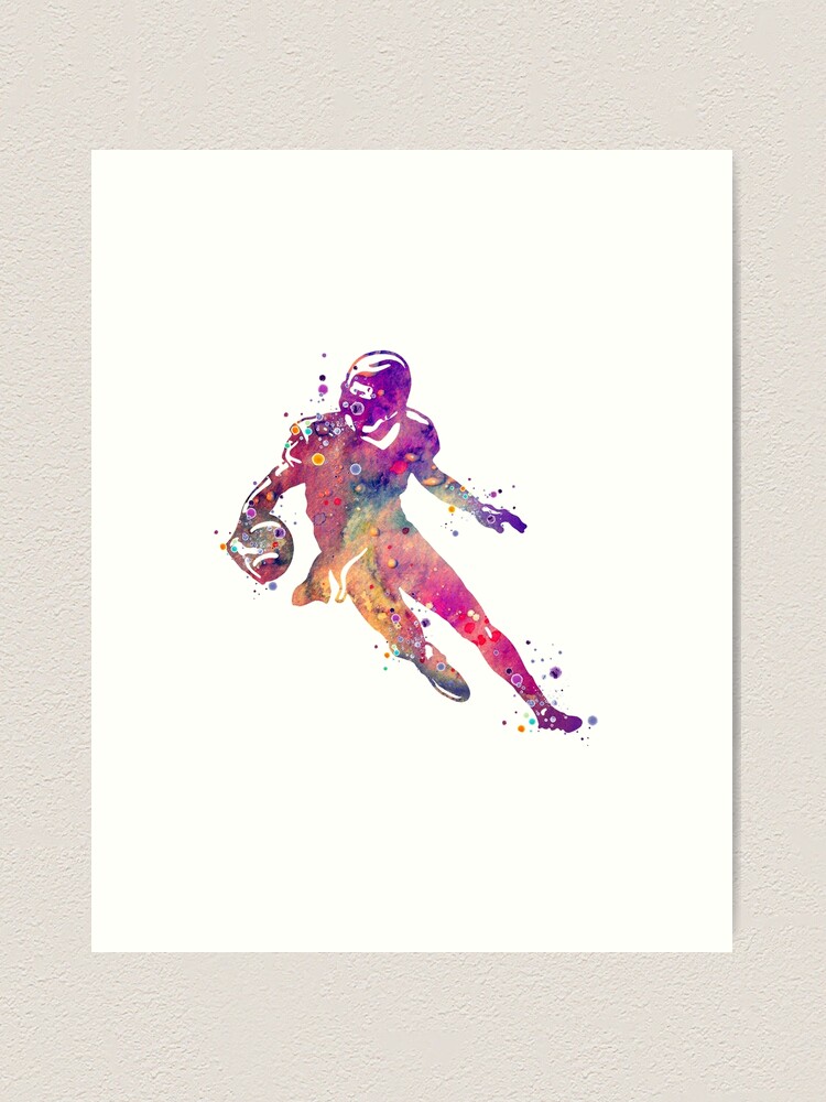 Wall Art Print American football player in watercolor, Gifts & Merchandise