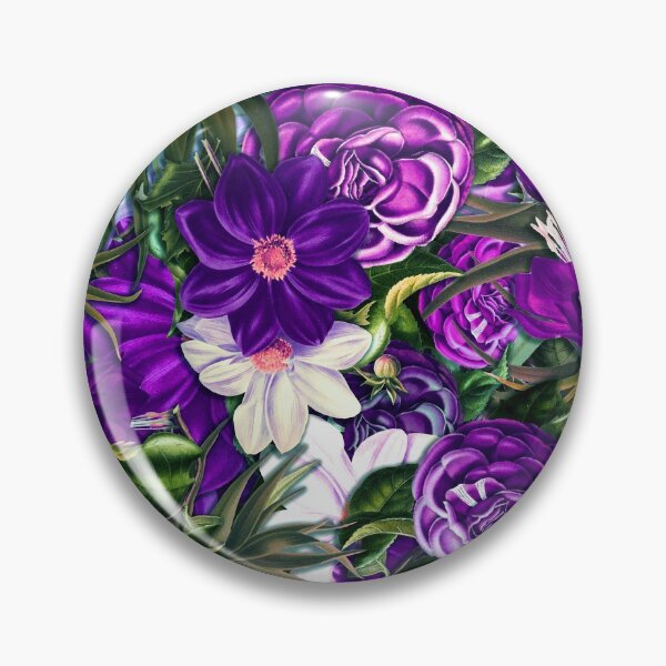 Item preview, Purple Flowers and Roses Ornamental Pattern designed and sold by MyColorfulDream.