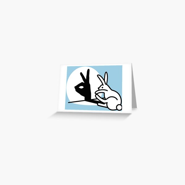 Item preview, Funny Rabbit hand shadow puppets humor pop art designed and sold by LaundryFactory.