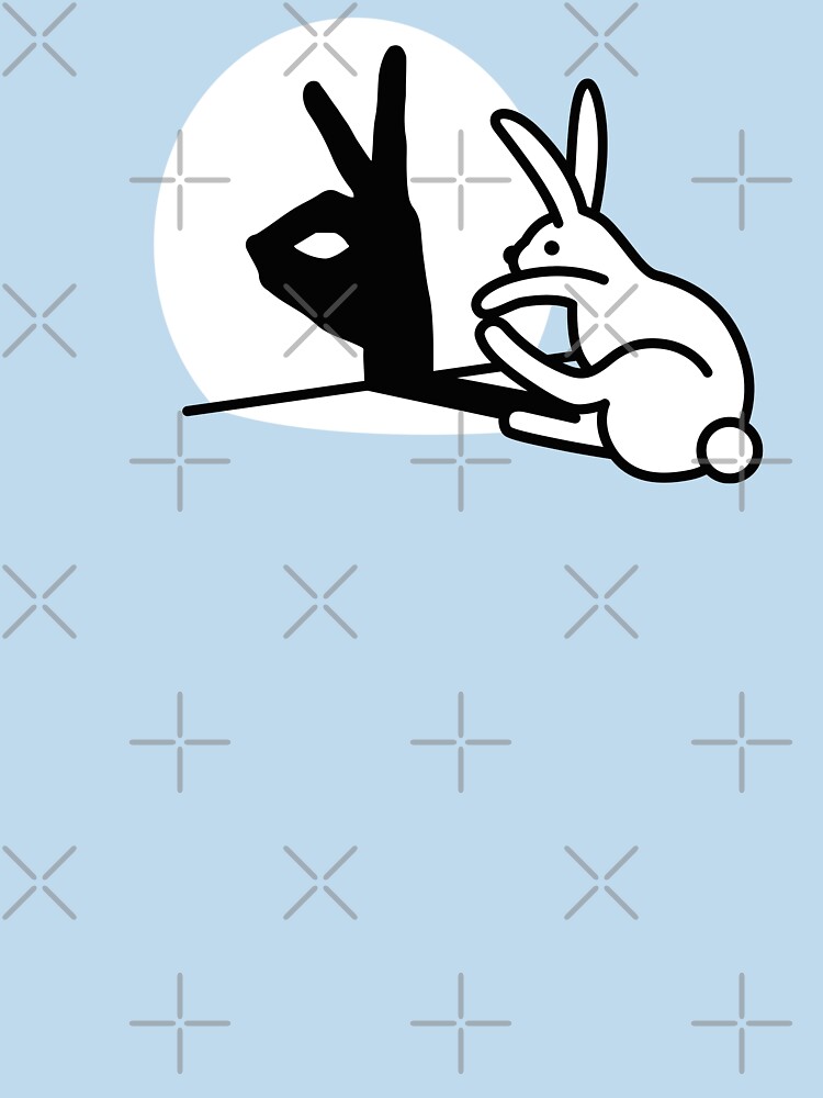 Thumbnail 7 of 7, Essential T-Shirt, Funny Rabbit hand shadow puppets humor pop art designed and sold by LaundryFactory.