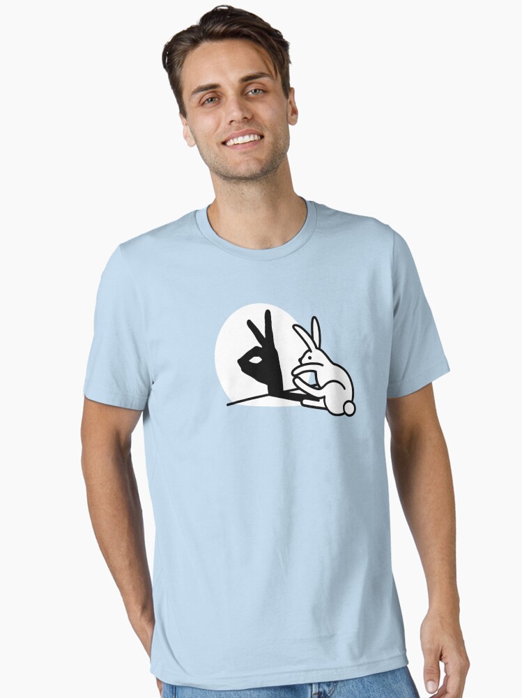 Thumbnail 2 of 7, Essential T-Shirt, Funny Rabbit hand shadow puppets humor pop art designed and sold by LaundryFactory.
