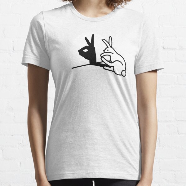 Funny Rabbit hand shadow puppets humor pop art Essential T-Shirt