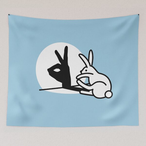 Item preview, Funny Rabbit hand shadow puppets humor pop art designed and sold by LaundryFactory.