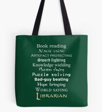 Weißer Text des Bibliothekars Tote Bag