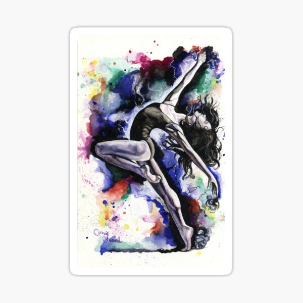 "Always Reaching for New Heights" Watercolor Dancer Painting Sticker