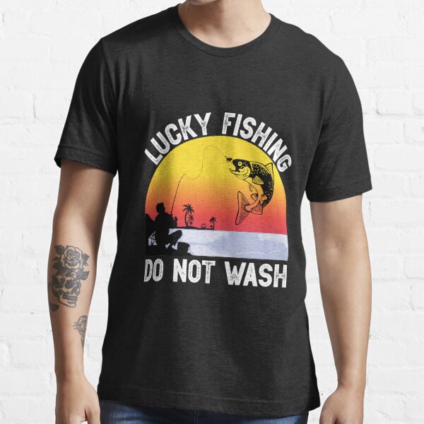 Men's Angling T-Shirt's - Lucky Fishing T-Shirt, Do Not Wash | Round Neck | Long Sleeves | Black / S