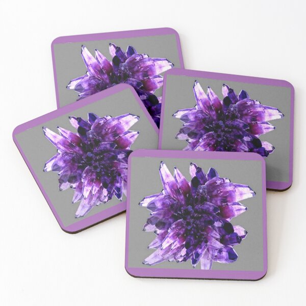 Item preview, PURPLE AMETHYST QUARTZ CRTSTALS GREY ART designed and sold by sharlesart.