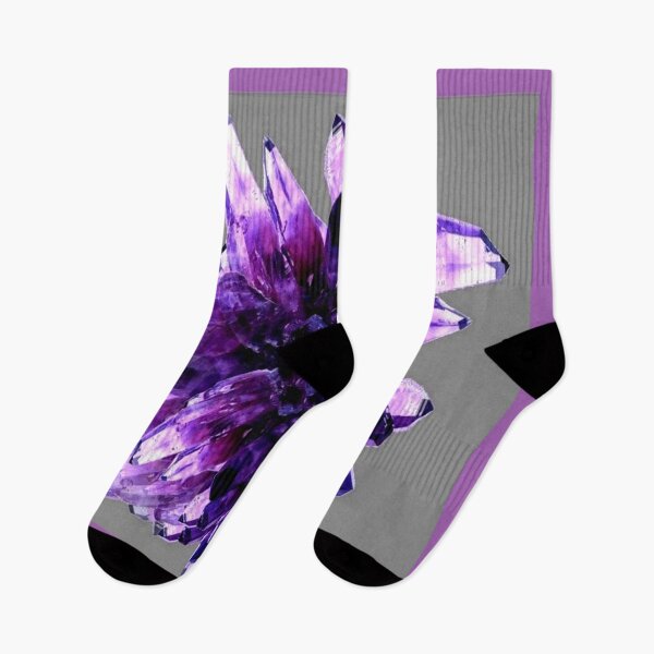 Item preview, PURPLE AMETHYST QUARTZ CRTSTALS GREY ART designed and sold by sharlesart.