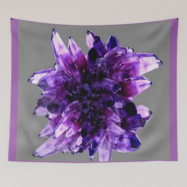 Item preview, PURPLE AMETHYST QUARTZ CRTSTALS GREY ART designed and sold by sharlesart.