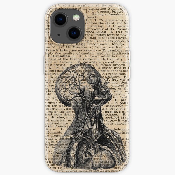 Illustration der medizinischen menschlichen Anatomie über der alten Buchseite iPhone Flexible Hülle