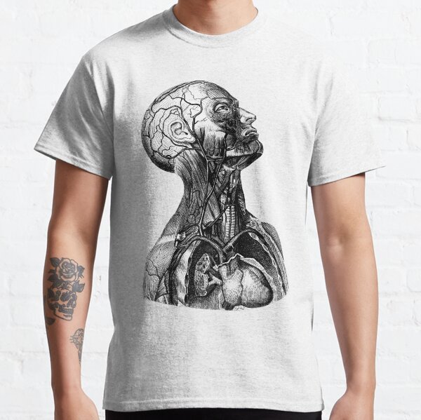 Medical Human Anatomy Illustration Over Old Book Page Classic T-Shirt