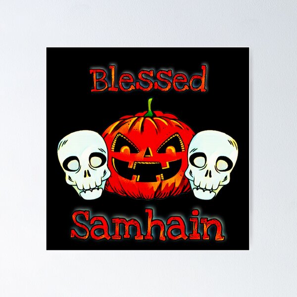 Item preview, Blessed Samhain - Irish Happy Halloween Pumpkin & Skulls designed and sold by RaglanRose.