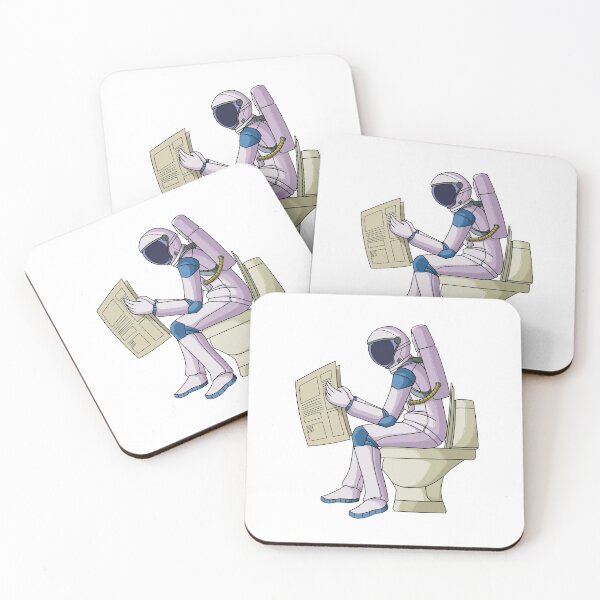 Item preview, Astronaut reading papernews on toilet bowl designed and sold by kanvasdesign.