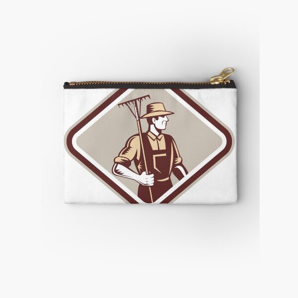 Item preview, Organic Farmer Holding Rake Side Woodcut designed and sold by patrimonio.