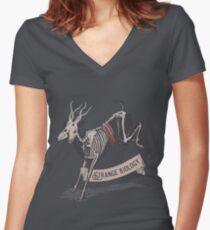 Seltsames Biologie-rustikales Antilopen-Skelett Shirt mit V-Ausschnitt