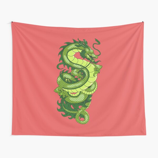 Green Dragon Head 44" x 44" Giant Tapestry 