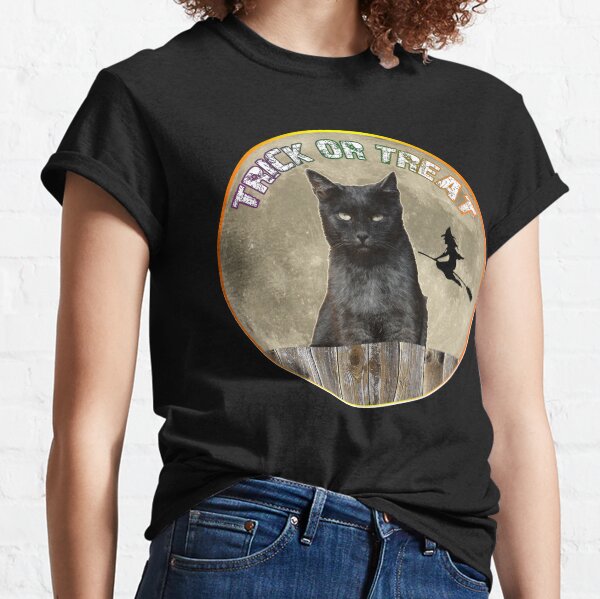 Halloween Scary Black Cat Design, Trick or Treat Classic T-Shirt