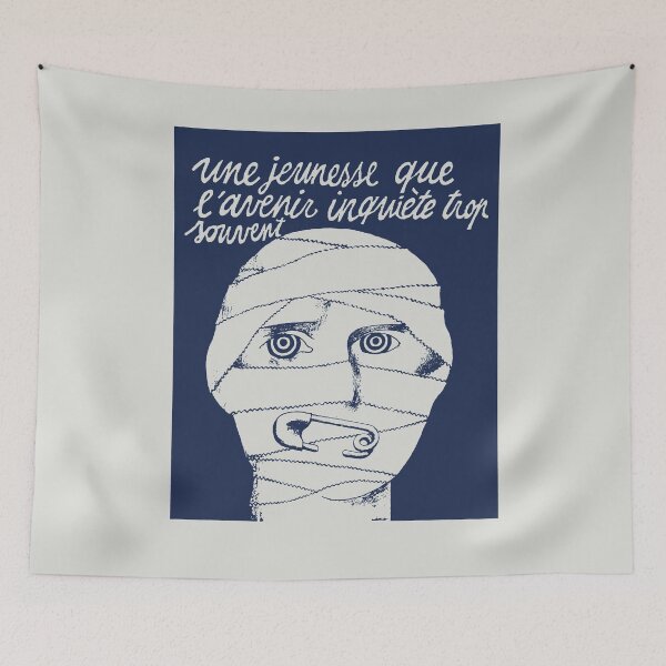 Item preview, Paris Revolt, May 68: 'UNE JEUNESSE': The Original in Deep Blue on Bone Grey designed and sold by Day Chapman.