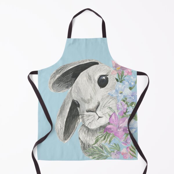 Item preview, Cute grey bunny and pastel flowers designed and sold by MagicStrawberry.