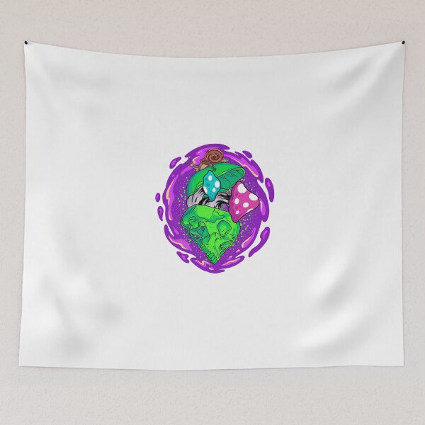 Item preview, Psychedelic skull with mushrooms designed and sold by Bayusrwd10.