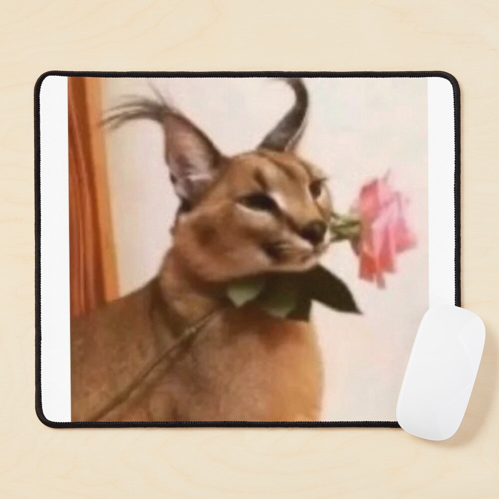 Funny Caracal Cat Floppa Meme Mouse Pad Square Non-Slip Rubber