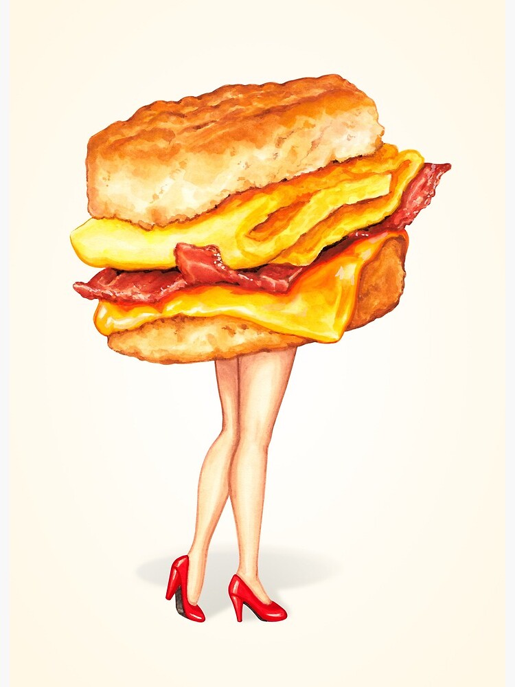 Thumbnail 2 of 2, Art Board Print, Bacon Egg & Cheese Pin-Up designed and sold by Kelly Gilleran.