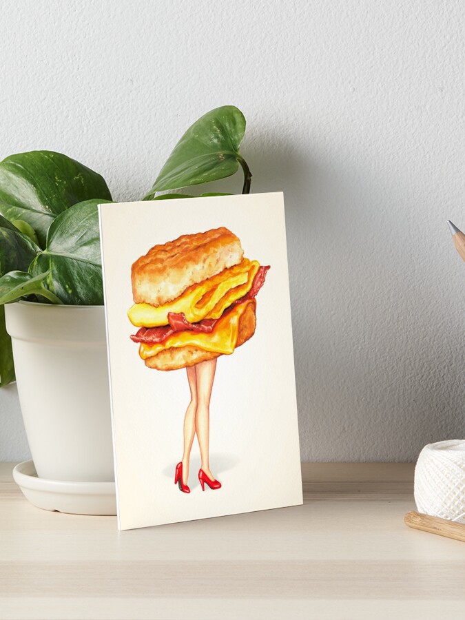 Thumbnail 1 of 2, Art Board Print, Bacon Egg & Cheese Pin-Up designed and sold by Kelly  Gilleran.