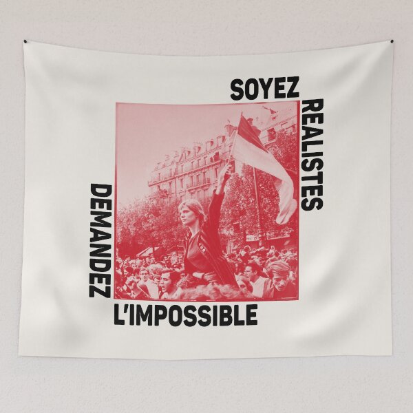 Item preview, Paris Revolt, May 68: 'DEMANDEZ L'IMPOSSIBLE': The Original in Deep Red with Black Text on Cream designed and sold by Day Chapman.