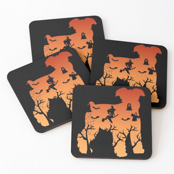 Item preview, Miniature schnauzer Dog Silhouette Halloween Witch Bats Gift designed and sold by alaechamlal.