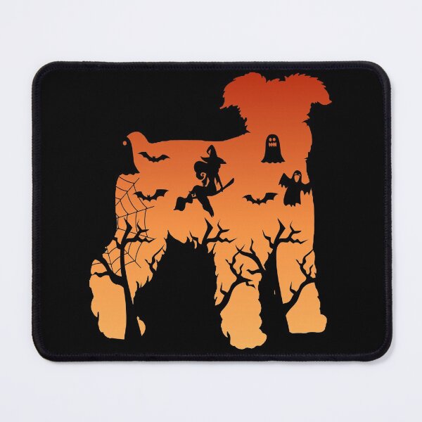 Item preview, Miniature schnauzer Dog Silhouette Halloween Witch Bats Gift designed and sold by alaechamlal.