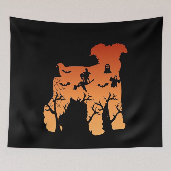 Item preview, Miniature schnauzer Dog Silhouette Halloween Witch Bats Gift designed and sold by alaechamlal.