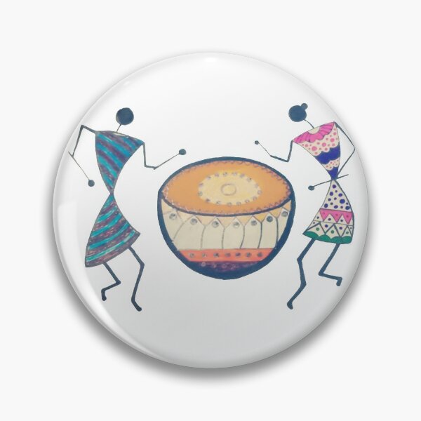 Item preview, Arte folclórico Warli dibujado a mano, hombre y mujer bailando y tocando nagada designed and sold by Ewry.