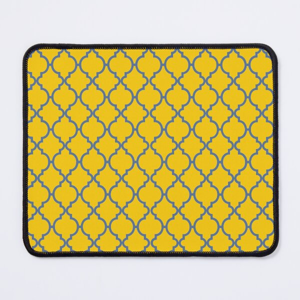 Item preview, Blue and mustard yellow Moroccan trelli shapes pattern designed and sold by LamaraK.