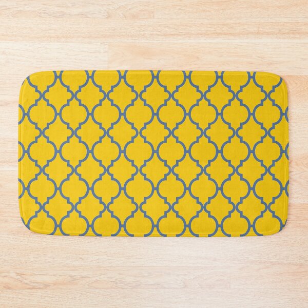 Item preview, Blue and mustard yellow Moroccan trelli shapes pattern designed and sold by LamaraK.
