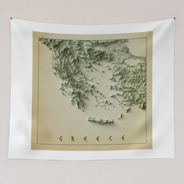 Item preview, Greece Relief Map 3D digitally-rendered designed and sold by ThinkAboutMaps.