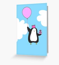 Penguin with Balloon Greeting Card