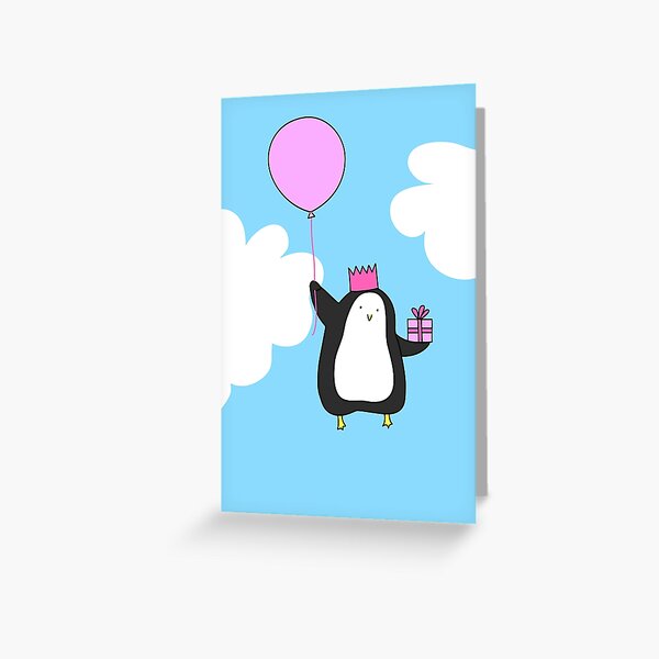 Penguin with Balloon Greeting Card
