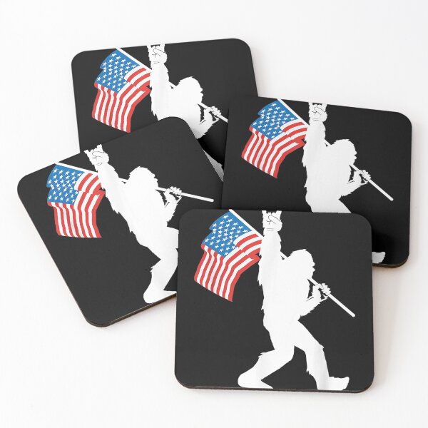 Item preview, Funny Bigfoot Rock and Roll USA Flag for Sasquatch Believers designed and sold by Chanielshian.