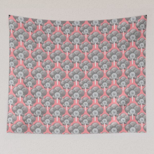 Item preview, Watercolour grey tones retro poppy flower pattern on rose pink designed and sold by yennyz.