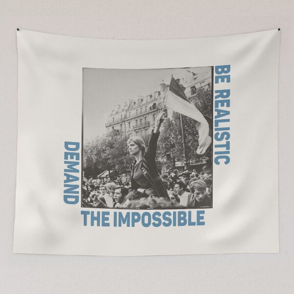 Item preview, Paris Revolt, May 68: 'DEMAND THE IMPOSSIBLE': The Original in Deep Grey with Blue Text on Cream designed and sold by Day Chapman.