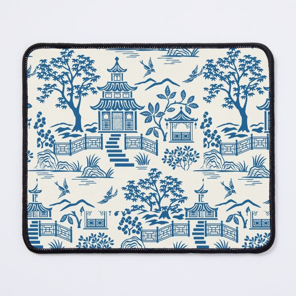 Item preview, Chinoiserie Pagoda Blue on White designed and sold by Barbara Pixton.