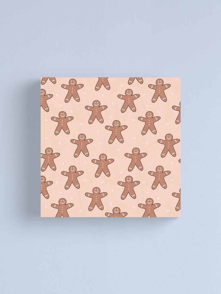 cute-gingerbread-man-pattern-on-peach-boho-christmas-canvas-print-for-sale-by-riveroakstudio-redbubble