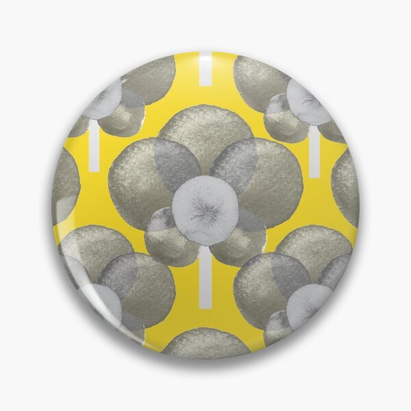 Item preview, Watercolour grey tones retro poppy flower pattern on bright yellow designed and sold by yennyz.