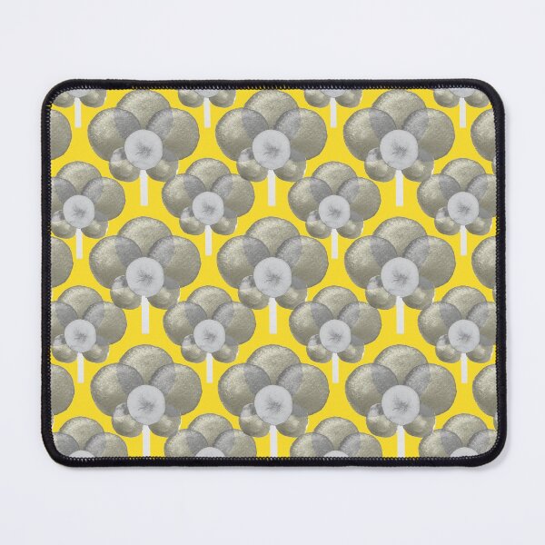Item preview, Watercolour grey tones retro poppy flower pattern on bright yellow designed and sold by yennyz.